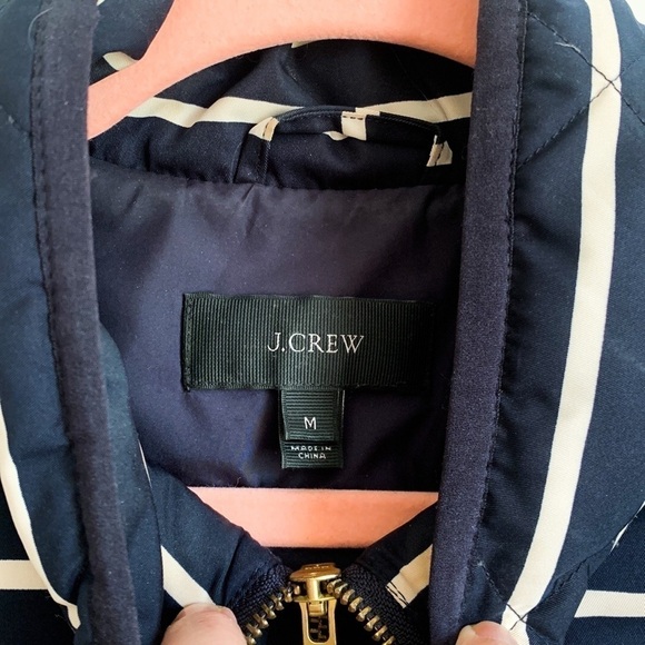 J. Crew Navy Blue White Stripe Down Puffer Vest Medium - Picture 4 of 7